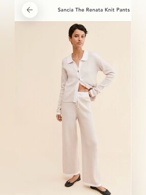 Ribbed Wide-Leg Knit Pants in Cream